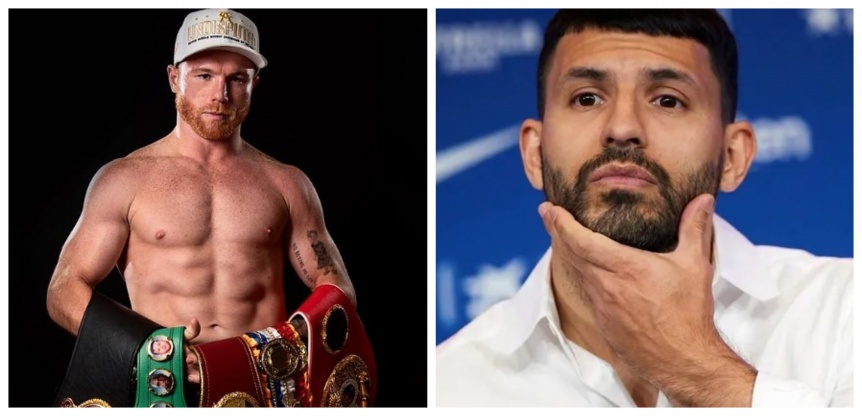 Ampliar El picante ida y vuelta entre el Kun Agüero y Canelo Álvarez por Messi