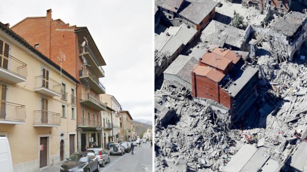 El antes y el despus de Italia tras el devastador terremoto