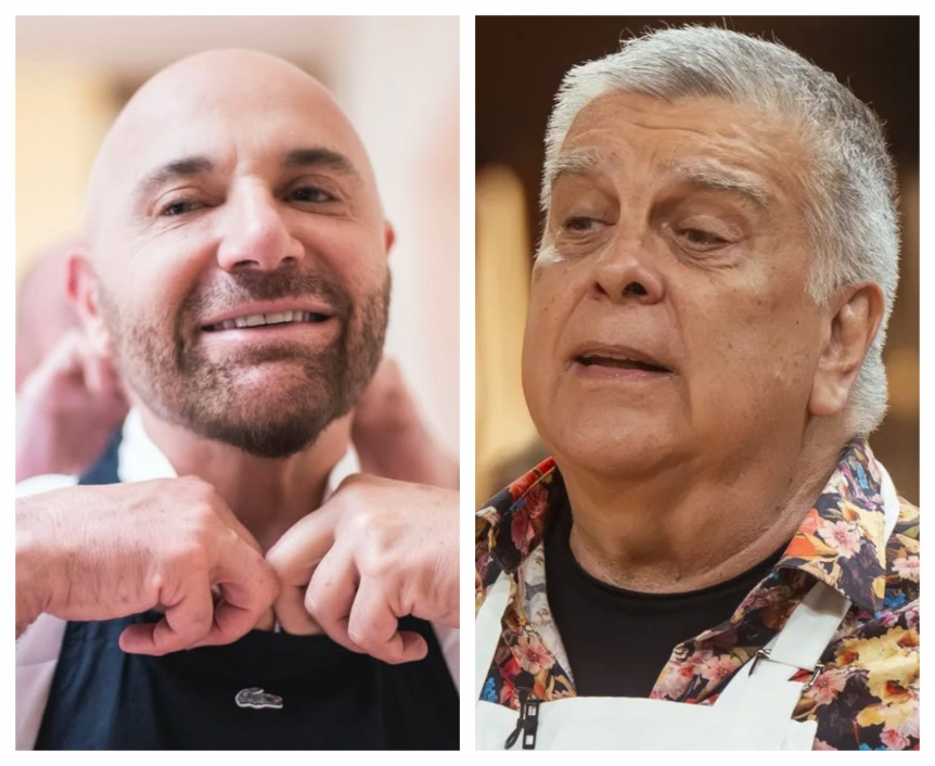 Germn Martitegui se atragant en pleno programa con un plato preparado por Luis Ventura